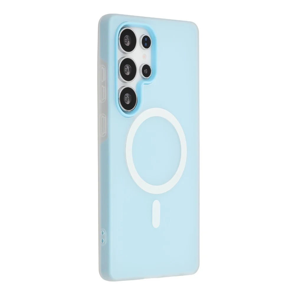 For Samsung Galaxy S24 Ultra Magnetic Case PC + TPU Frosted Phone Cover - Blue - 1