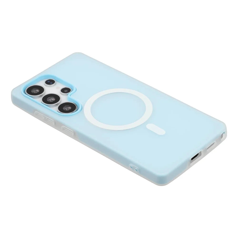 For Samsung Galaxy S24 Ultra Magnetic Case PC + TPU Frosted Phone Cover - Blue - 5