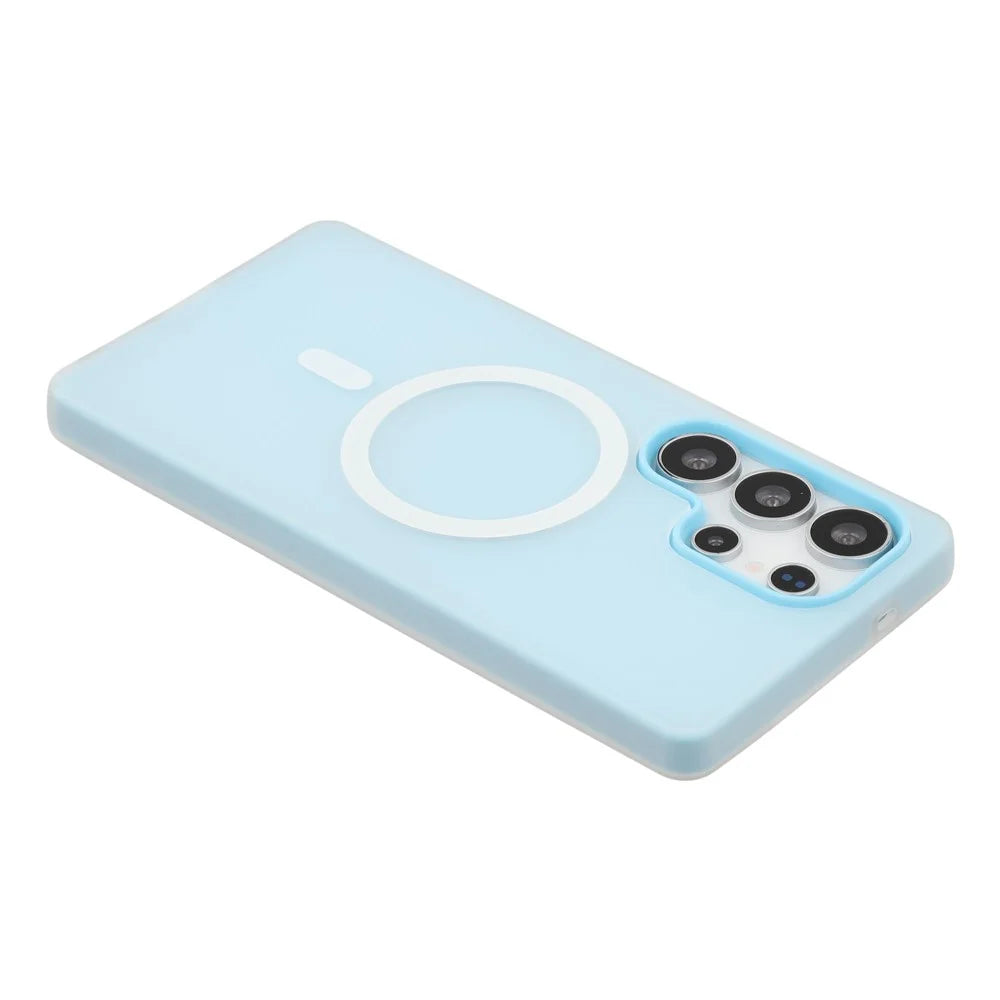 For Samsung Galaxy S24 Ultra Magnetic Case PC + TPU Frosted Phone Cover - Blue - 6