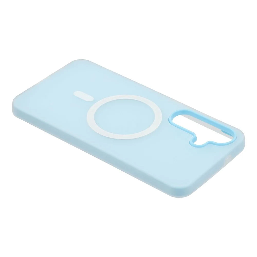 For Samsung Galaxy S24 FE Magnetic Case PC + TPU Frosted Phone Cover - Blue - 6