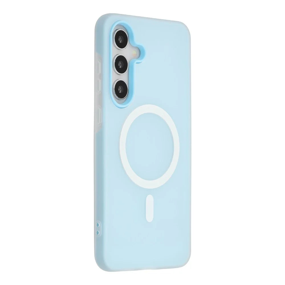 For Samsung Galaxy S25 Magnetic Case PC + TPU Frosted Phone Cover - Blue - 1