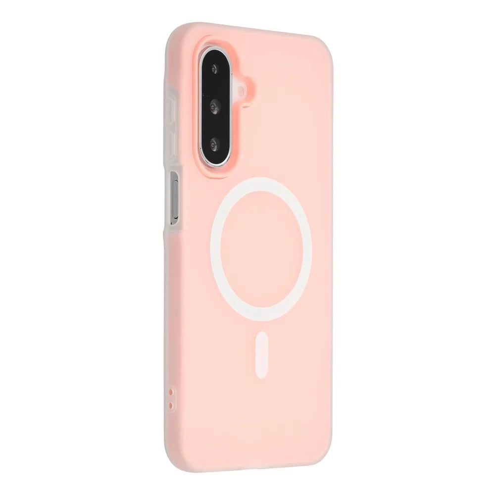 For Samsung Galaxy A56 5G Magnetic Case PC + TPU Frosted Phone Cover - Pink - 1