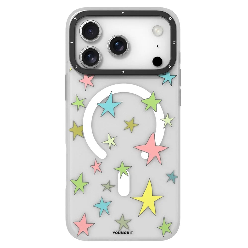 YOUNGKIT Sweetheart Story Series For iPhone 17 Pro Magnetic Case IMD Shockproof TPU Phone Back Cover - Star Wishes - 1