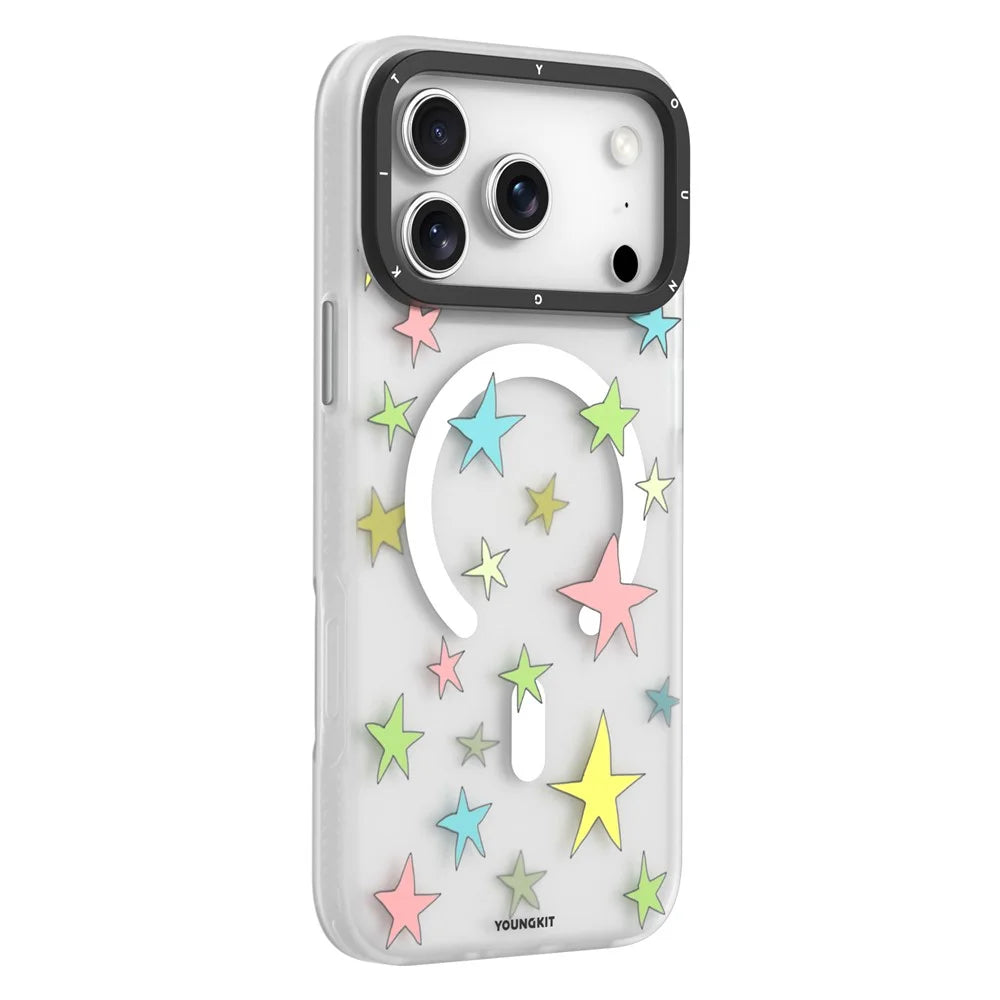 YOUNGKIT Sweetheart Story Series For iPhone 17 Pro Magnetic Case IMD Shockproof TPU Phone Back Cover - Star Wishes - 2