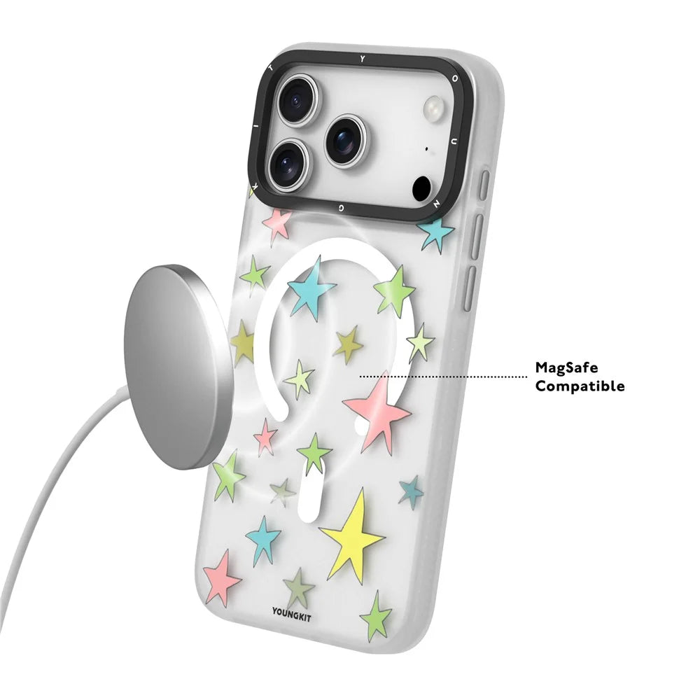 YOUNGKIT Sweetheart Story Series For iPhone 17 Pro Magnetic Case IMD Shockproof TPU Phone Back Cover - Star Wishes - 5