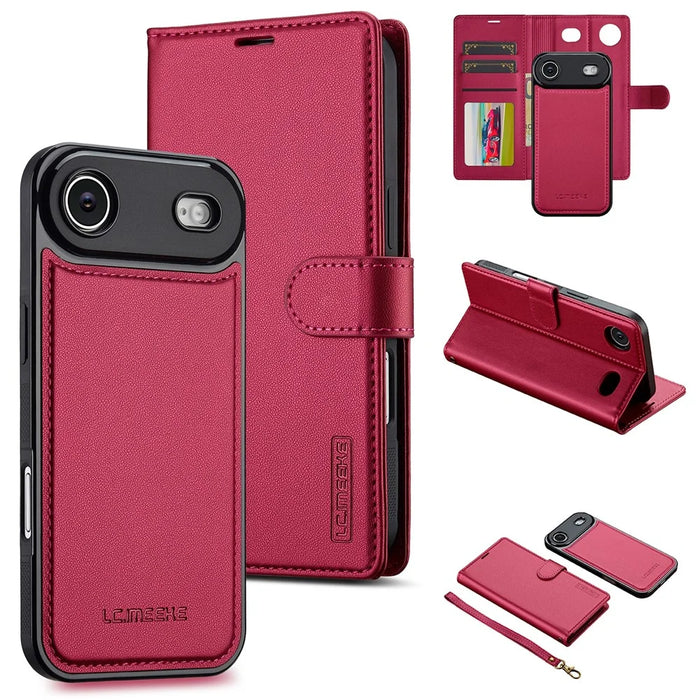LC.IMEEKE L2 Series for iPhone Air Case PU Leather Wallet Detachable Magnetic Phone Cover - Red - 1