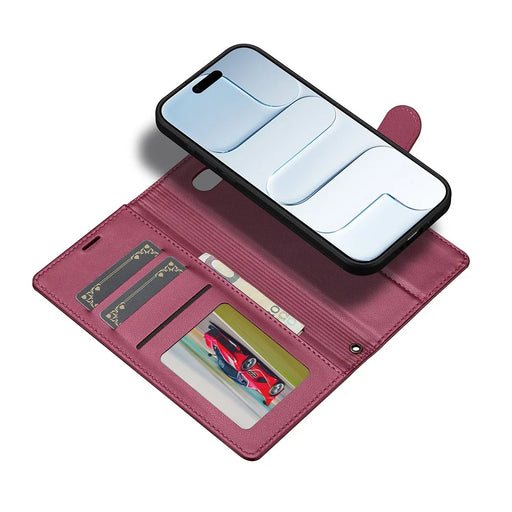LC.IMEEKE L2 Series for iPhone Air Case PU Leather Wallet Detachable Magnetic Phone Cover - Red - 2