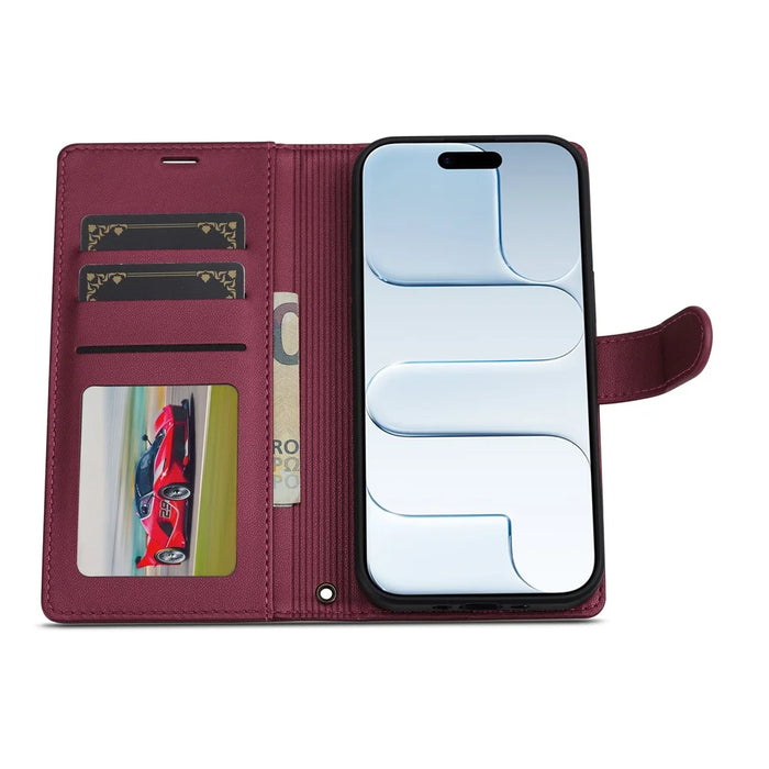 LC.IMEEKE L2 Series for iPhone Air Case PU Leather Wallet Detachable Magnetic Phone Cover - Red - 4