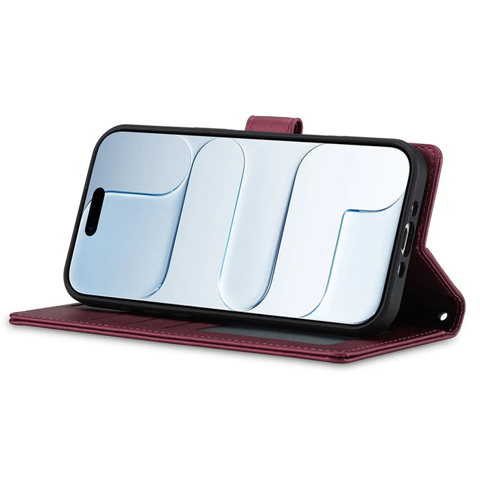 LC.IMEEKE L2 Series for iPhone Air Case PU Leather Wallet Detachable Magnetic Phone Cover - Red - 5