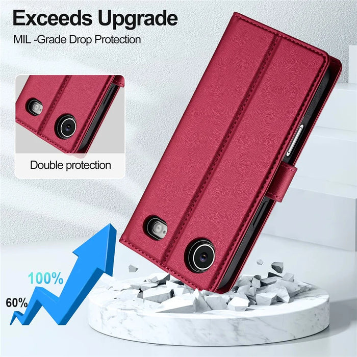 LC.IMEEKE L2 Series for iPhone Air Case PU Leather Wallet Detachable Magnetic Phone Cover - Red - 6