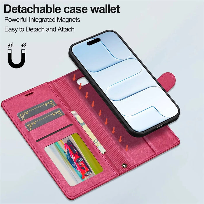 LC.IMEEKE L2 Series for iPhone Air Case PU Leather Wallet Detachable Magnetic Phone Cover - Red - 7