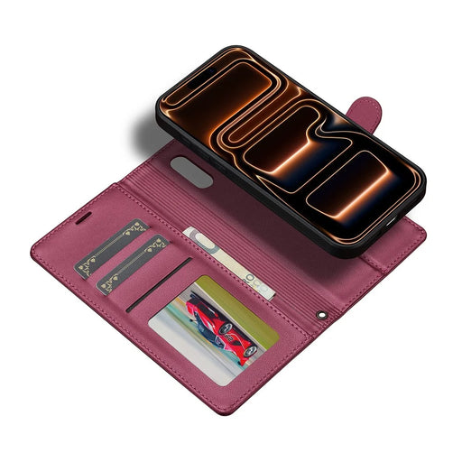 LC.IMEEKE L2 Series for iPhone 18 Pro Max / 17 Pro Max Case PU Leather Wallet Detachable Magnetic Phone Cover - Red - 2