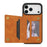 For iPhone 18 Pro / 17 Pro Case Line Imprinted Color Splicing Leather Phone Cover - Orange - 2