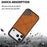 For iPhone 18 Pro / 17 Pro Case Line Imprinted Color Splicing Leather Phone Cover - Orange - 7