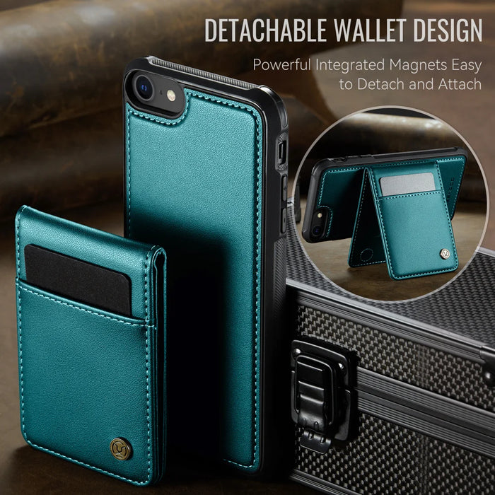 JEEHOOD For iPhone 8 4.7 inch / iPhone SE (2020) / iPhone SE (2022) / iPhone 7 4.7 inch Leather Back Cover Compatible with MagSafe  J06 Phone Case with Card Bag RFID Blocking - Blue - 7