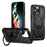 For iPhone 15 Pro Max Magnetic Case Ring Kickstand PC + TPU Hybrid Phone Cover - Black - 1