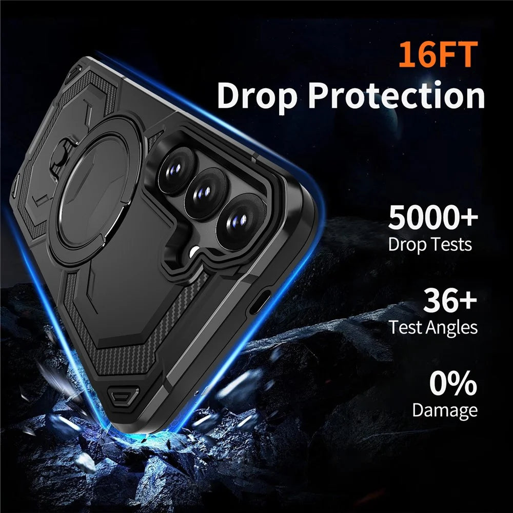 For Samsung Galaxy S24+ Magnetic Case Ring Kickstand PC + TPU Hybrid Phone Cover - Black - 5