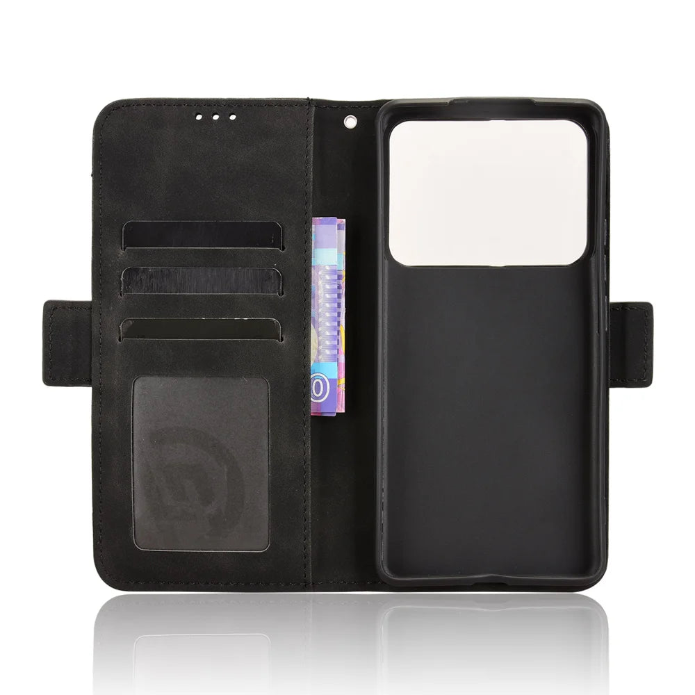 For Realme P4 5G Leather Case Phone Wallet Cover with Multiple Card Slots - Black - 5