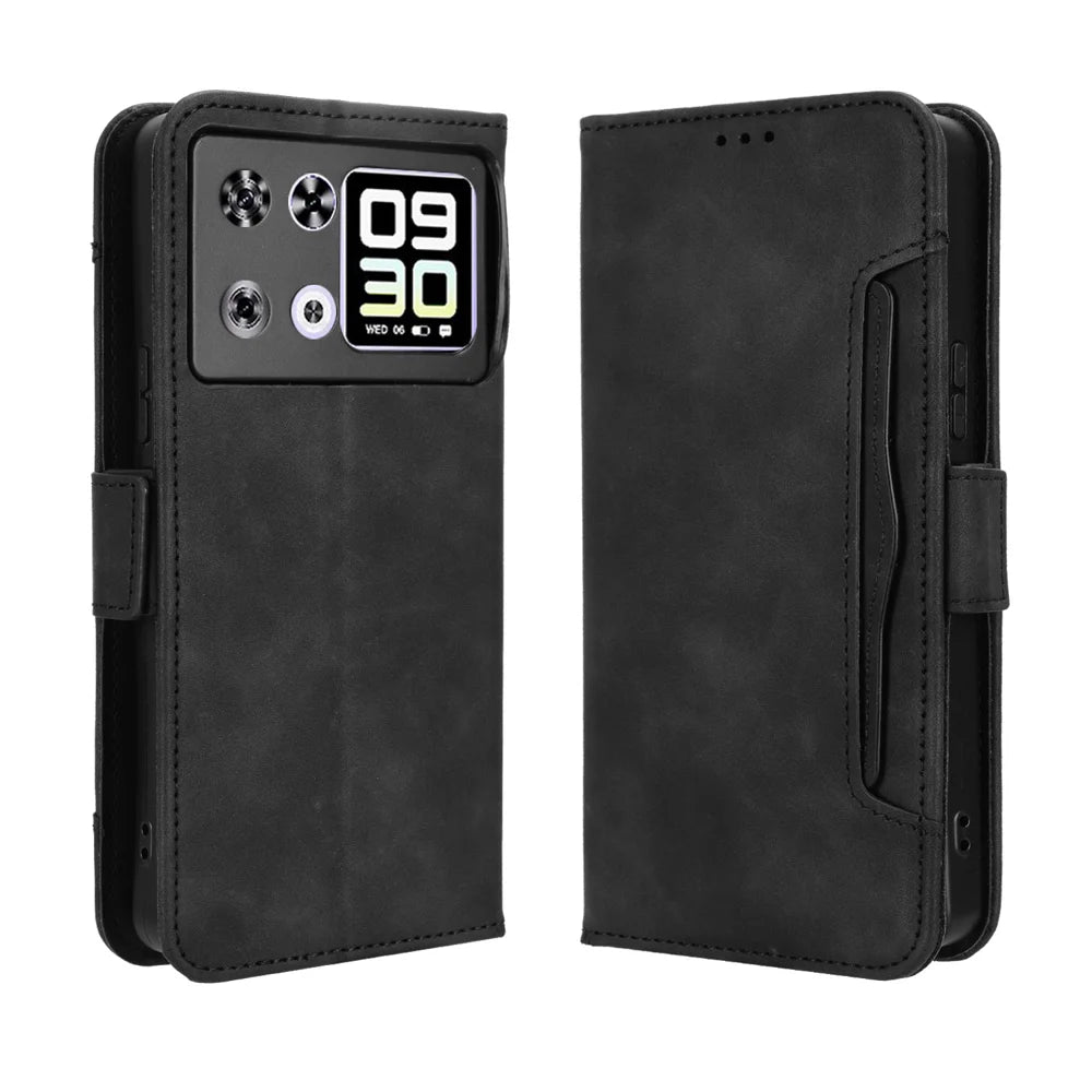 For Cubot P90 Leather Case Phone Wallet Cover with Multiple Card Slots - Black - 1