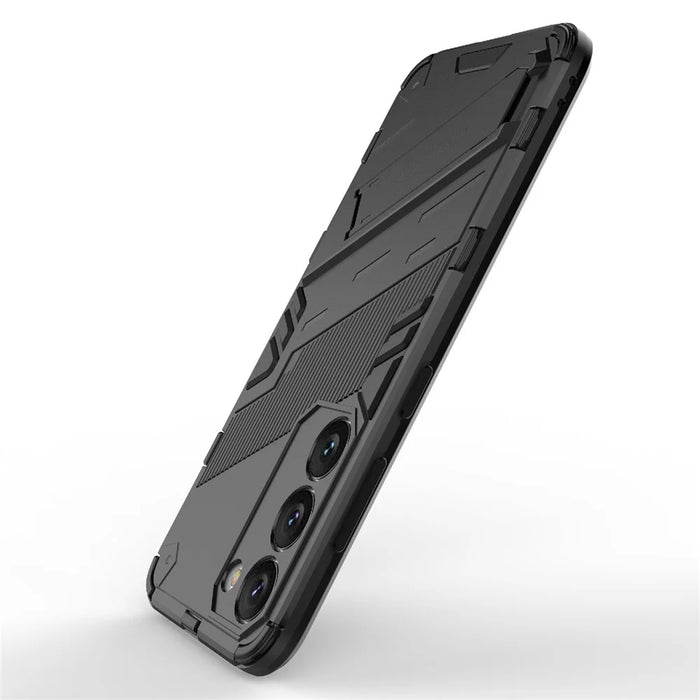 Hard PC + Soft TPU Case for Samsung Galaxy S23, Scratch-resistant Kickstand Cell Phone Cover - Black - 4
