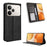 For Realme P4 Pro 5G Leather Case Wallet Stand Retro Texture Phone Cover - Black - 1
