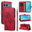 For Sony Xperia 10 VII Leather Wallet Case with Strap Dandelion Imprint Phone Stand Cover - Red - 1