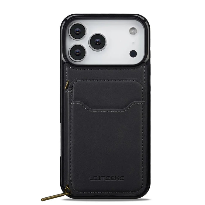 LC.IMEEKE L6 For iPhone 17 Pro Case PU Leather Coated PC TPU Phone Cover Compatible with MagSafe - Black - 2