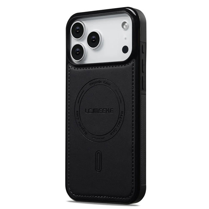 LC.IMEEKE L6 For iPhone 17 Pro Case PU Leather Coated PC TPU Phone Cover Compatible with MagSafe - Black - 3