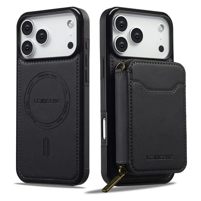 LC.IMEEKE L6 For iPhone 18 Pro / 17 Pro Magnetic Case Detachable Zipper Wallet Leather Coated PC + TPU Phone Cover - Black - 3
