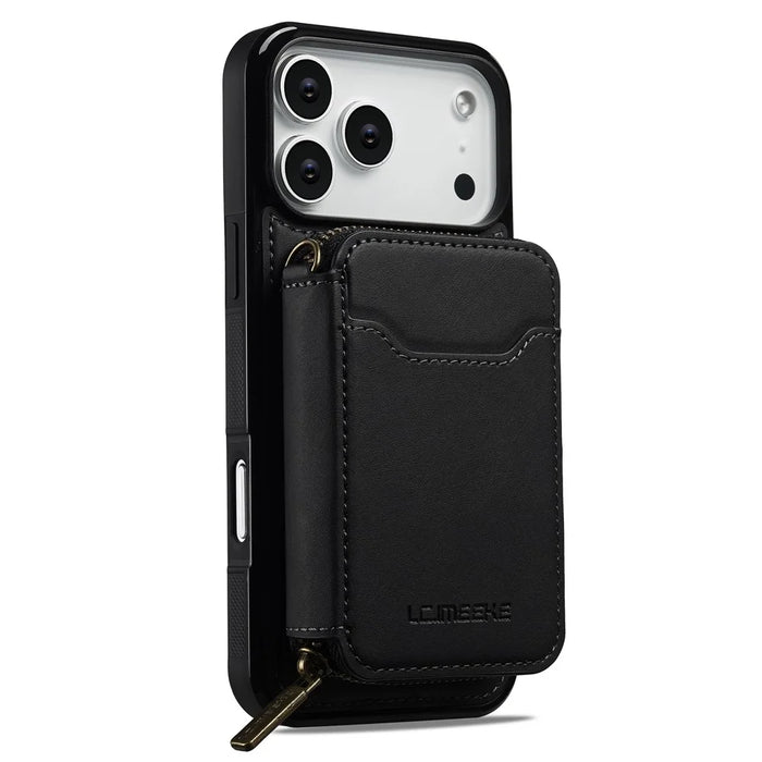 LC.IMEEKE L6 For iPhone 18 Pro / 17 Pro Magnetic Case Detachable Zipper Wallet Leather Coated PC + TPU Phone Cover - Black - 4