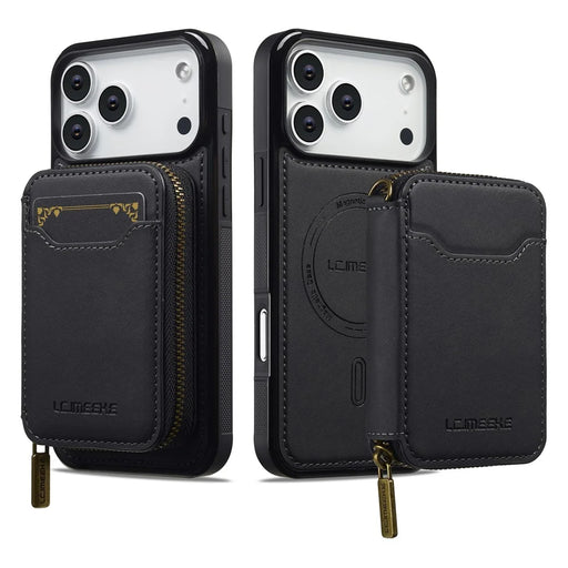 LC.IMEEKE L6 For iPhone 18 Pro Max / 17 Pro Max Magnetic Case Detachable Zipper Wallet Leather Coated PC + TPU Phone Cover - Black - 2