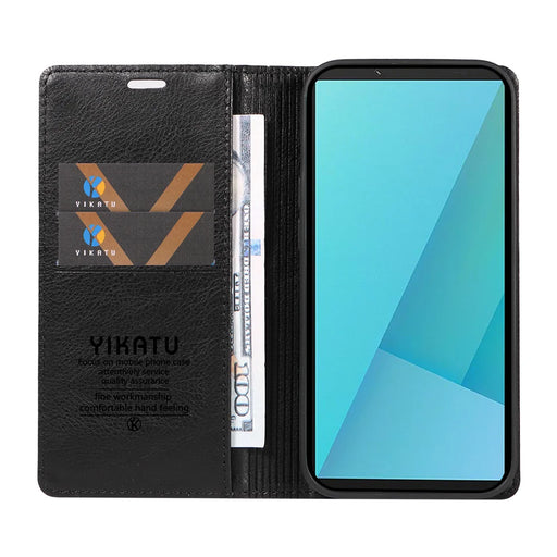 YIKATU For Sony Xperia 10 VII Wallet Case  YK-006 Magnetic Closure Leather Phone Cover Litchi Texture - Black - 2