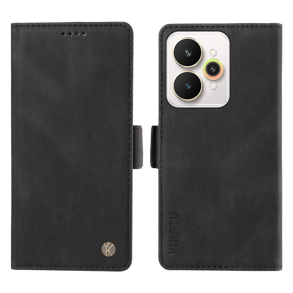 YIKATU For Realme 15 Pro 5G / Realme 15 5G Leather Case  YK-005 Skin-touch Feeling Wallet Phone Cover - Black - 1