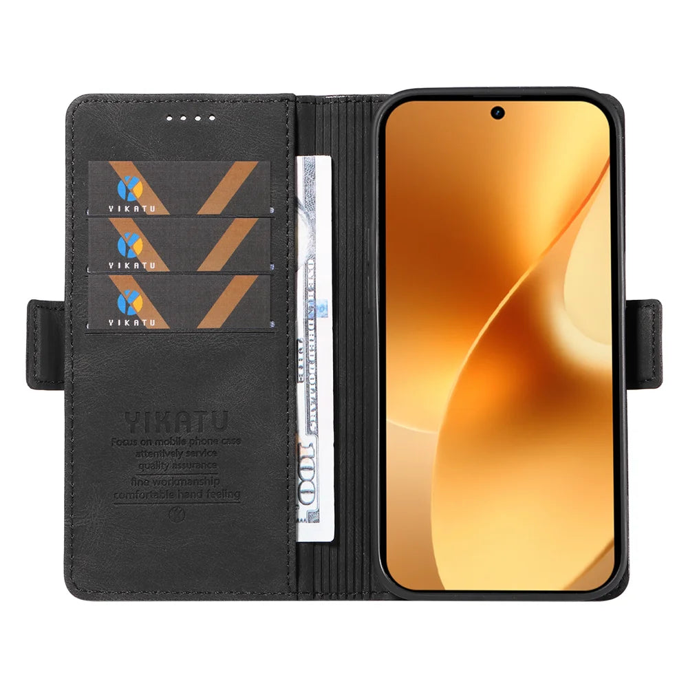 YIKATU For Realme 15 Pro 5G / Realme 15 5G Leather Case  YK-005 Skin-touch Feeling Wallet Phone Cover - Black - 2