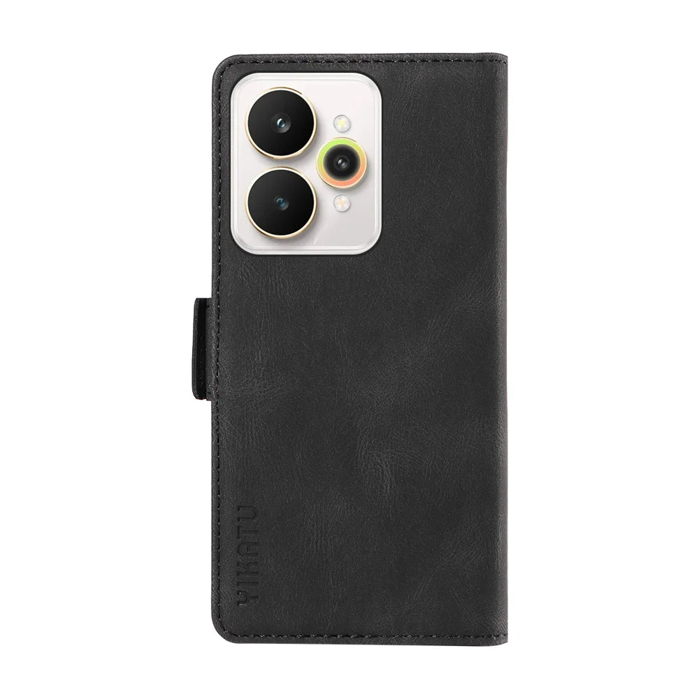 YIKATU For Realme 15 Pro 5G / Realme 15 5G Leather Case  YK-005 Skin-touch Feeling Wallet Phone Cover - Black - 7