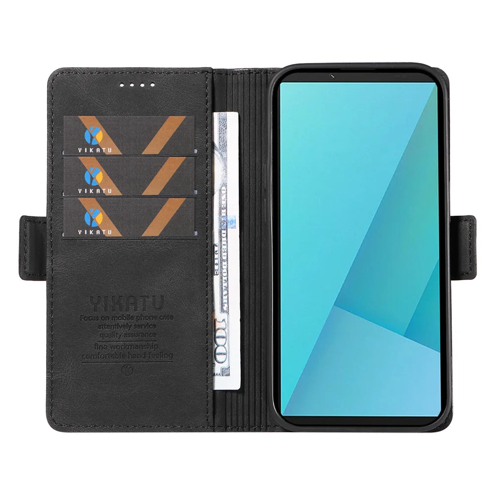 YIKATU For Sony Xperia 10 VII Leather Case  YK-005 Skin-touch Feeling Wallet Phone Cover - Black - 2