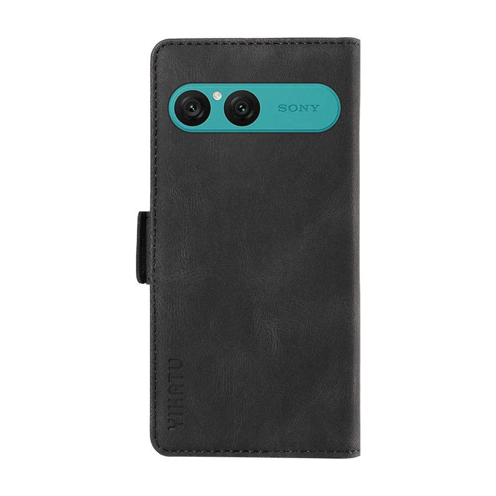 YIKATU For Sony Xperia 10 VII Leather Case  YK-005 Skin-touch Feeling Wallet Phone Cover - Black - 7