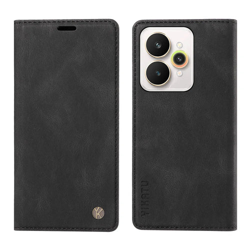 YIKATU For Realme 15 Pro 5G / Realme 15 5G Leather Cover  YK-004 Skin-Touch Wallet Phone Cases - Black - 1