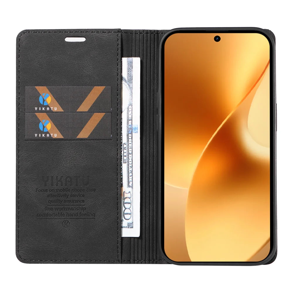 YIKATU For Realme 15 Pro 5G / Realme 15 5G Leather Cover  YK-004 Skin-Touch Wallet Phone Cases - Black - 2