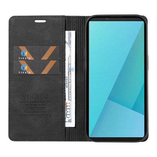 YIKATU For Sony Xperia 10 VII Leather Cover  YK-004 Skin-Touch Wallet Phone Cases - Black - 2