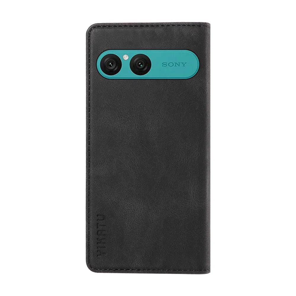 YIKATU For Sony Xperia 10 VII Leather Cover  YK-004 Skin-Touch Wallet Phone Cases - Black - 7