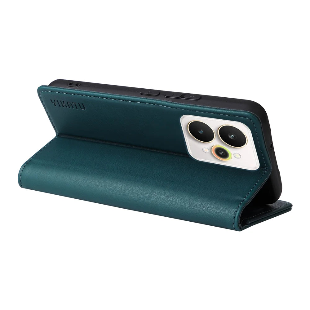 YIKATU For Realme 15 Pro 5G / Realme 15 5G Phone Cases  Magnetic Closure PU Leather Mobile Cover - Green - 7