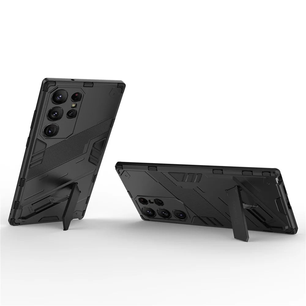 Kickstand Phone Case for Samsung Galaxy S23 Ultra, Drop-proof Hybrid PC + TPU Protective Cover - Black - 3