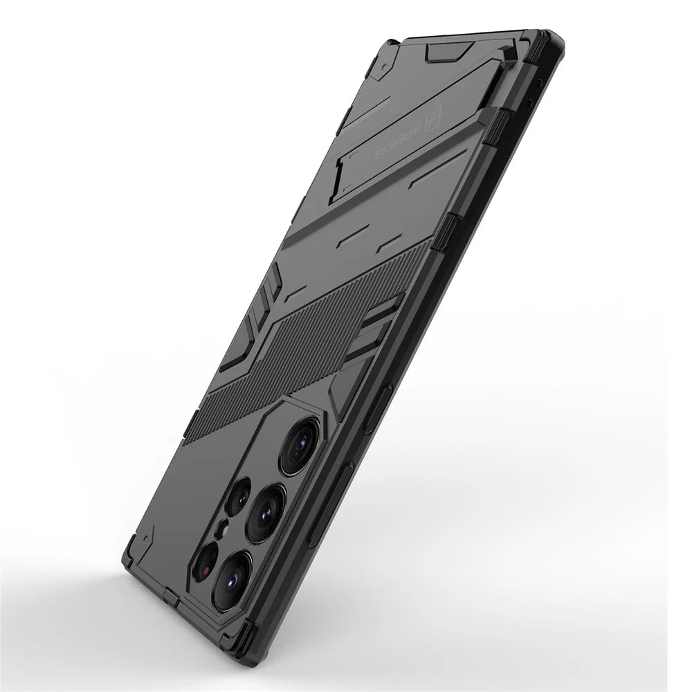 Kickstand Phone Case for Samsung Galaxy S23 Ultra, Drop-proof Hybrid PC + TPU Protective Cover - Black - 4