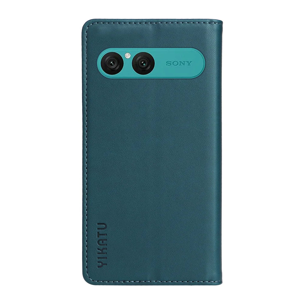 YIKATU For Sony Xperia 10 VII Phone Cases  Magnetic Closure PU Leather Mobile Cover - Green - 6