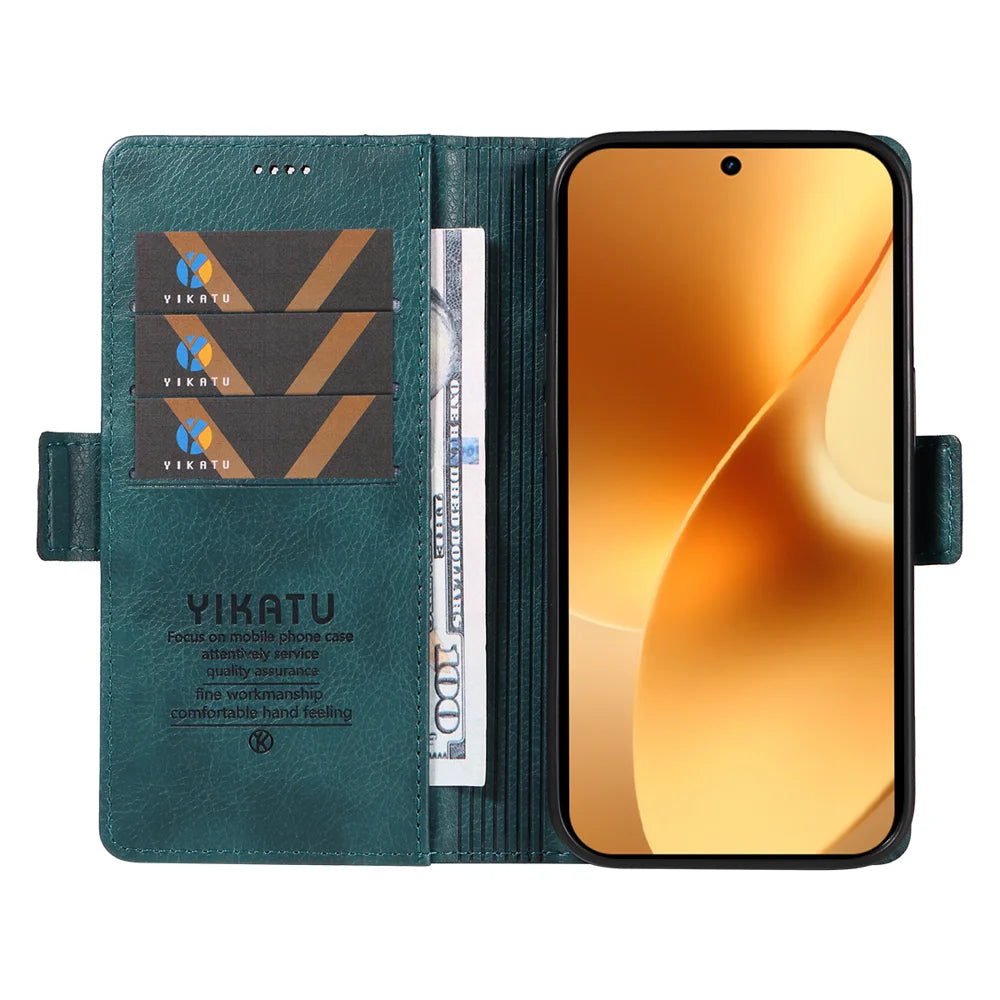 YIKATU For Realme 15 Pro 5G / Realme 15 5G Case  YK-007 Litchi Texture PU Leather Wallet Phone Cover - Blue - 2