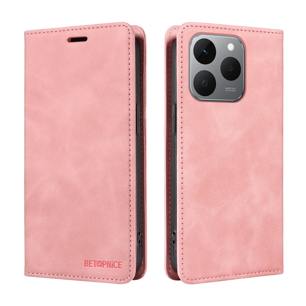 BETOPNICE For Realme 15T 5G Case  Magnetic Closure RFID Blocking Wallet Stand Leather Phone Cover - Pink - 2