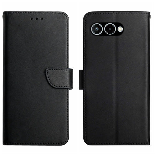 For T-Mobile T Phone 3 / T-Mobile REVVL 8 Case Genuine Cow Leather Phone Cover Nappa Texture - Black - 1