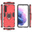 For Samsung Galaxy S23+ Ring Holder Kickstand Phone Case PC + TPU Dual Layer Protection Shockproof Cover - Red - 5