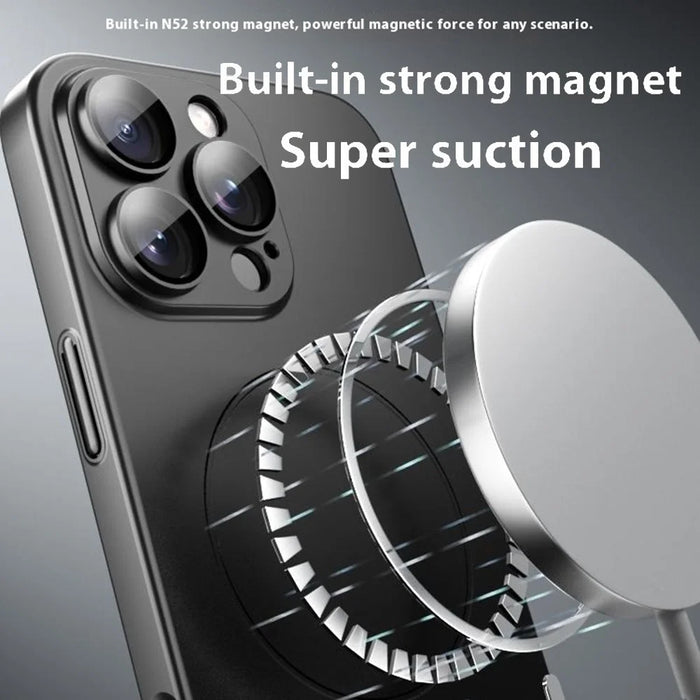 For iPhone 16 Pro Max Case Lens Film Hard PC Matte Phone Cover Compatible with MagSafe - Black - 2